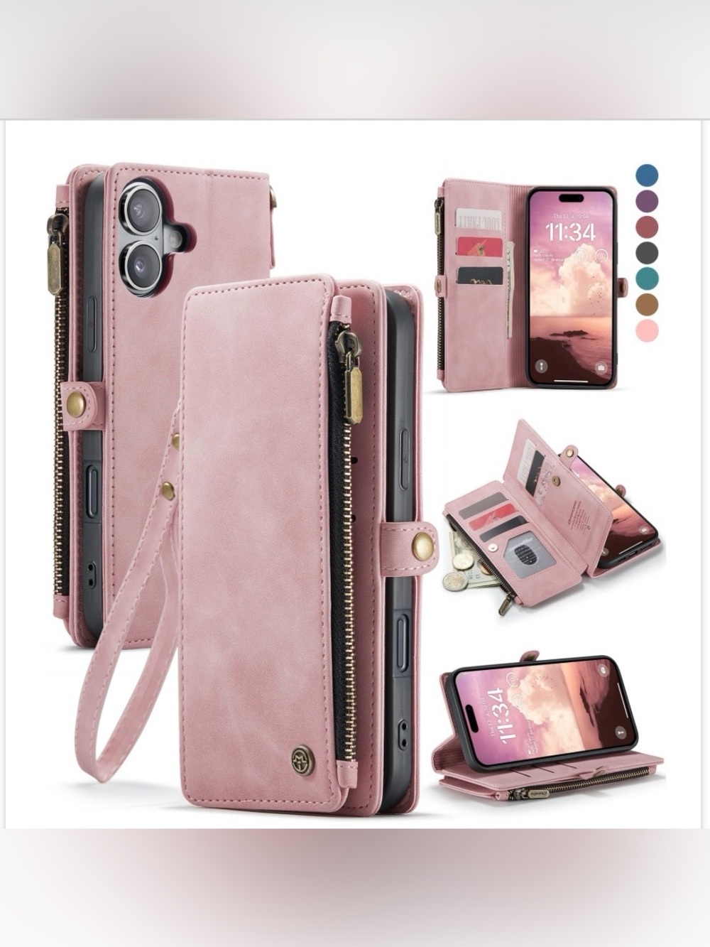 iPhone 17 Wallet Case Pu Leather RFID Blocking - PINK